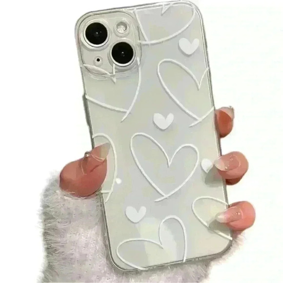 Transparent White Love Shockproof Phone Case-NWOT - Picture 1 of 3